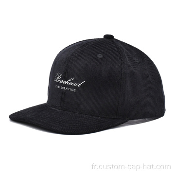 Casquette de baseball pré-courbée noire en velours